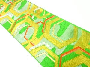 リサイクル　亀甲に抽象模様織出し袋帯